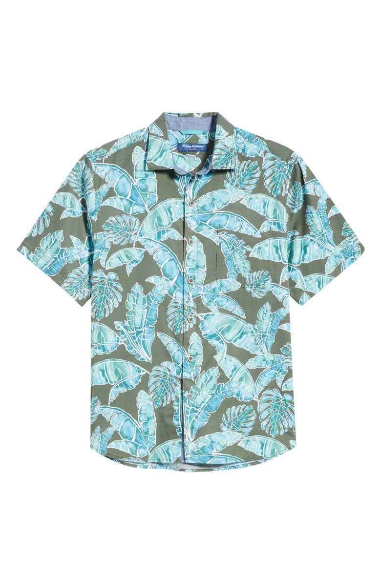 Tommy Bahama Tortola Jungle Blooms Short Sleeve Button-Up Shirt, Alternate, color, Voyager Blue