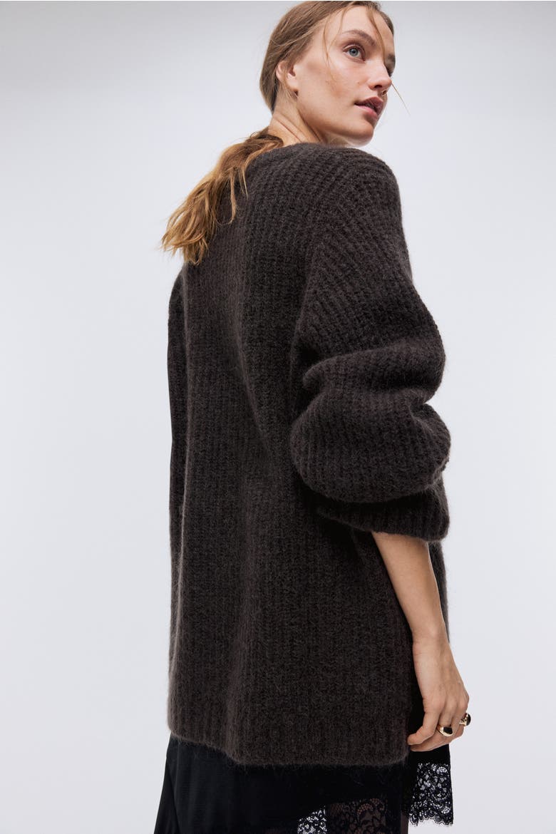 Mohair-blend Jumper, Alternate, color, Dark brown