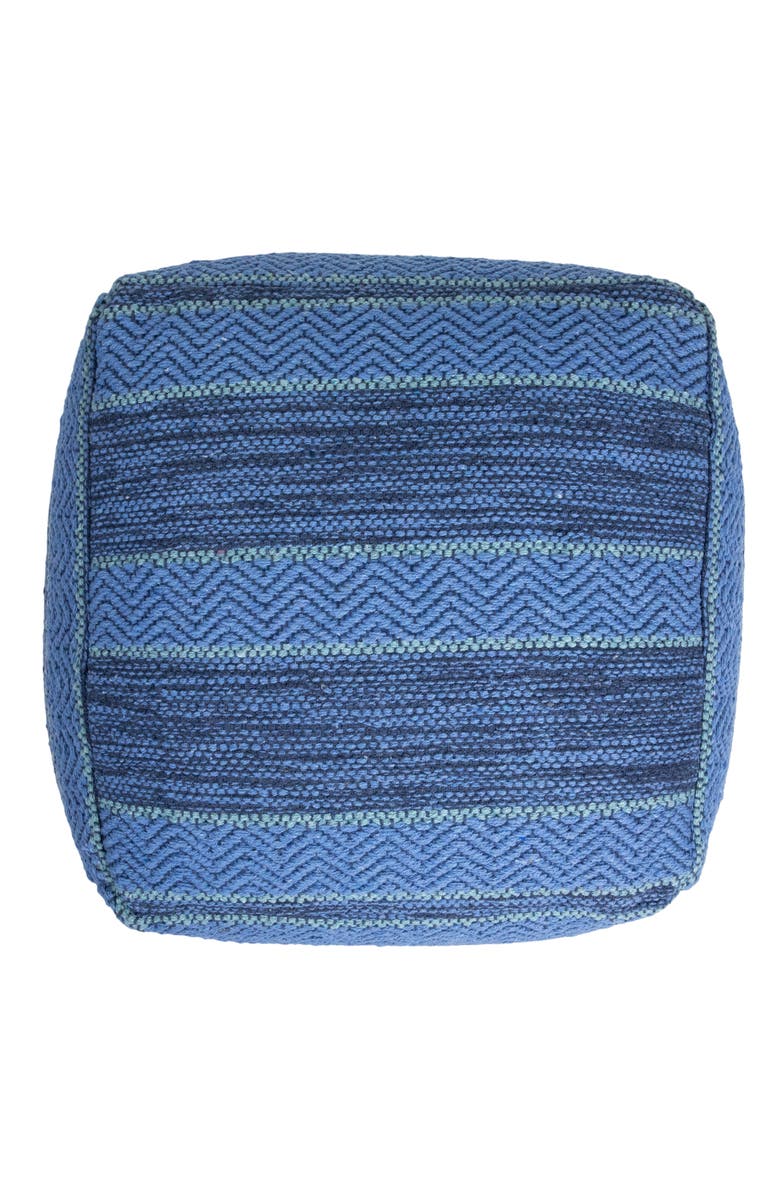 Northlight Striped Woven Cotton Square Pouf - 14" - Blue, Alternate, color, Blue