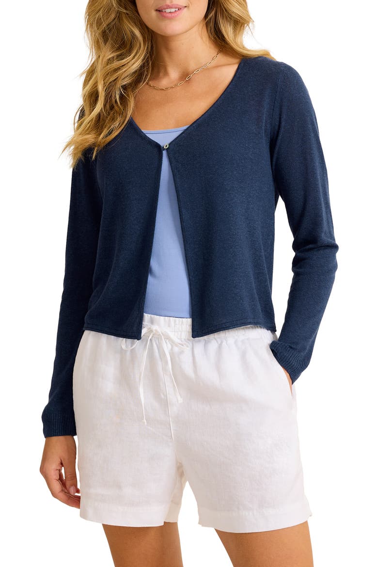 Adeline Linen Blend Jersey Cardigan, Main, color, COASTLINE
