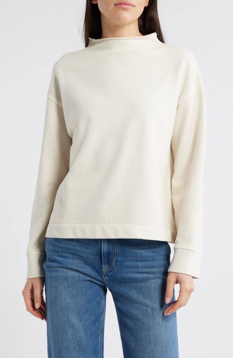 Madewell Funnel Neck Long Sleeve Sweatshirt, Main, color, Parchment