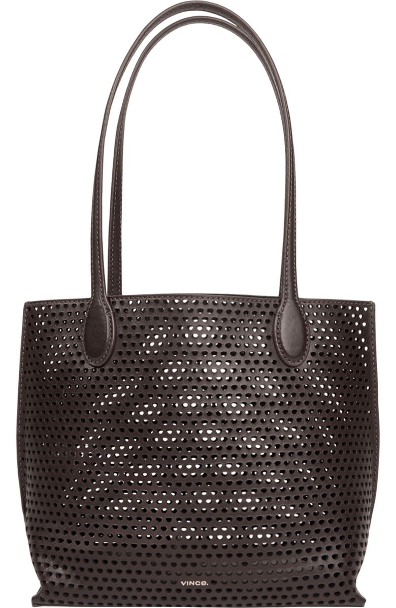 Vince Small Athene Perforated Nappa Leather Tote, Alternate, color, Cacao