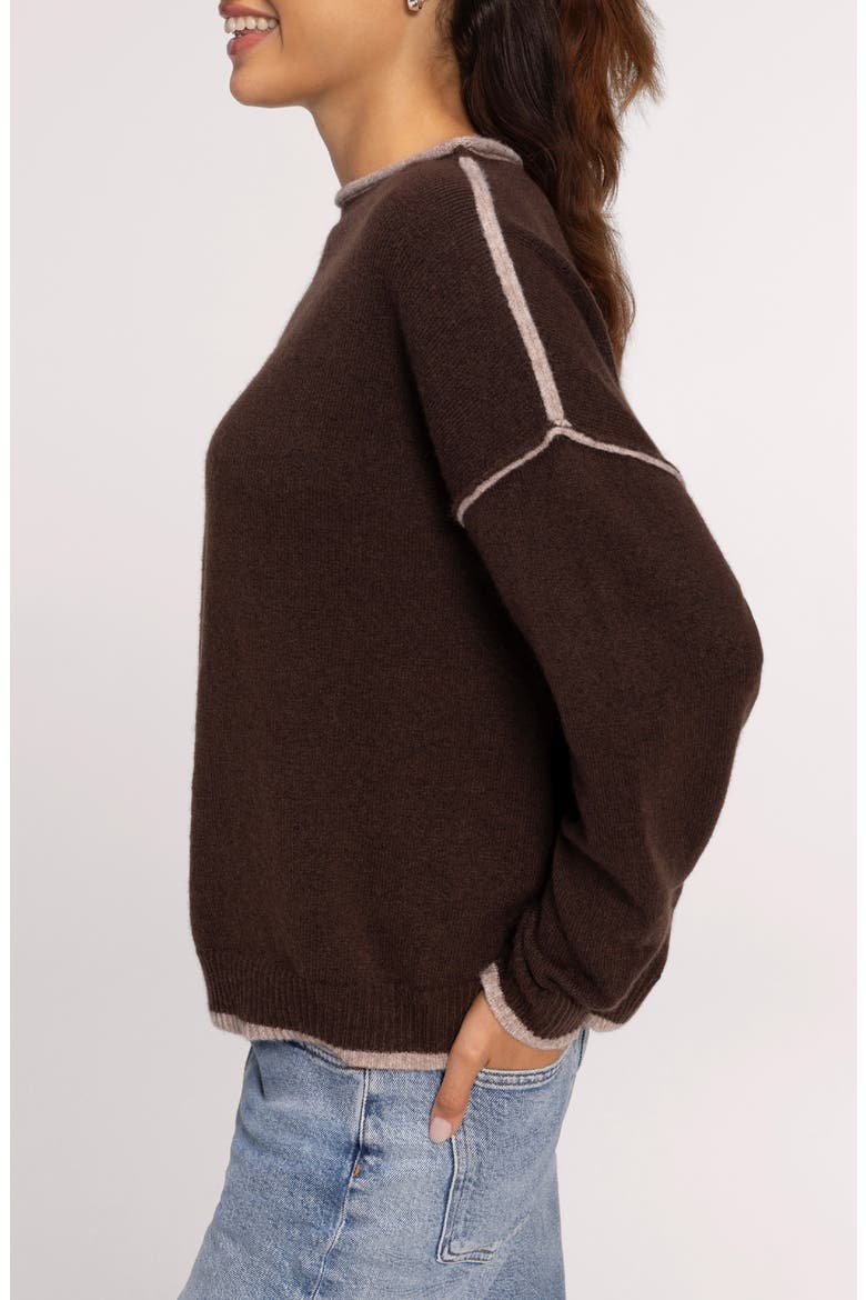Cozy Knit Mock Neck Sweater, Alternate, color, HEATHER ESPRESSO TIP