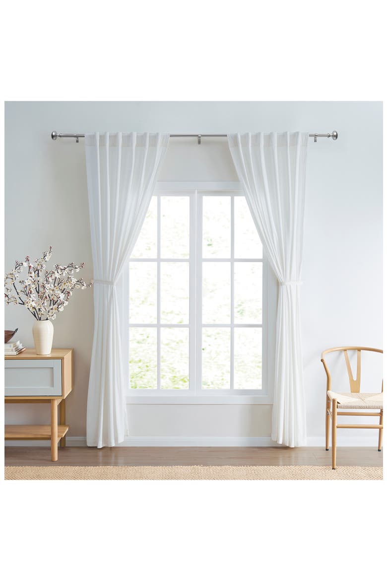 Barrett Adjustable Curtain Rod & Finial Set, Alternate, color, SILVER