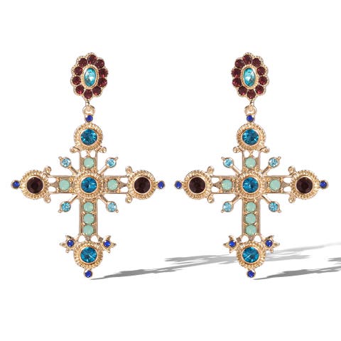 Boho Luxe Cross Drop Earrings