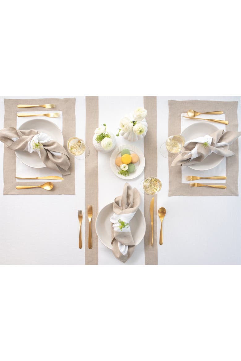 Linen Table Runner - Contempo, Alternate, color, Natural and White