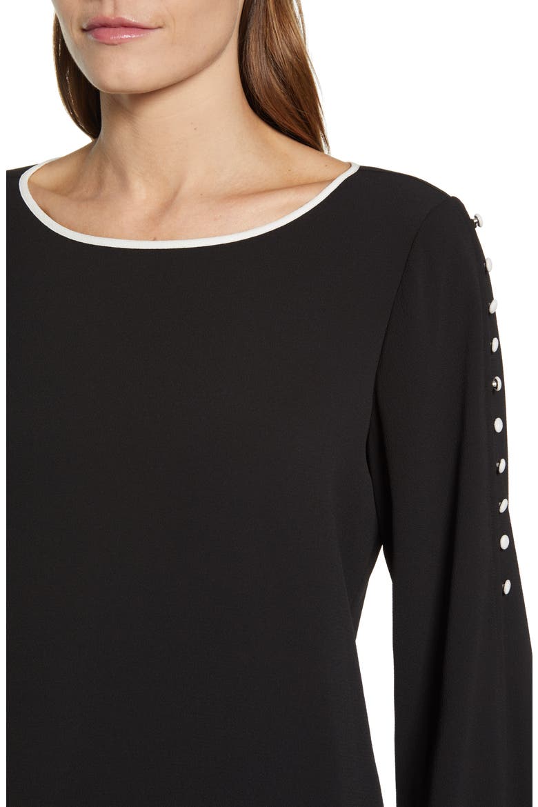 Button Split Sleeve Top, Alternate, color, RICH BLACK