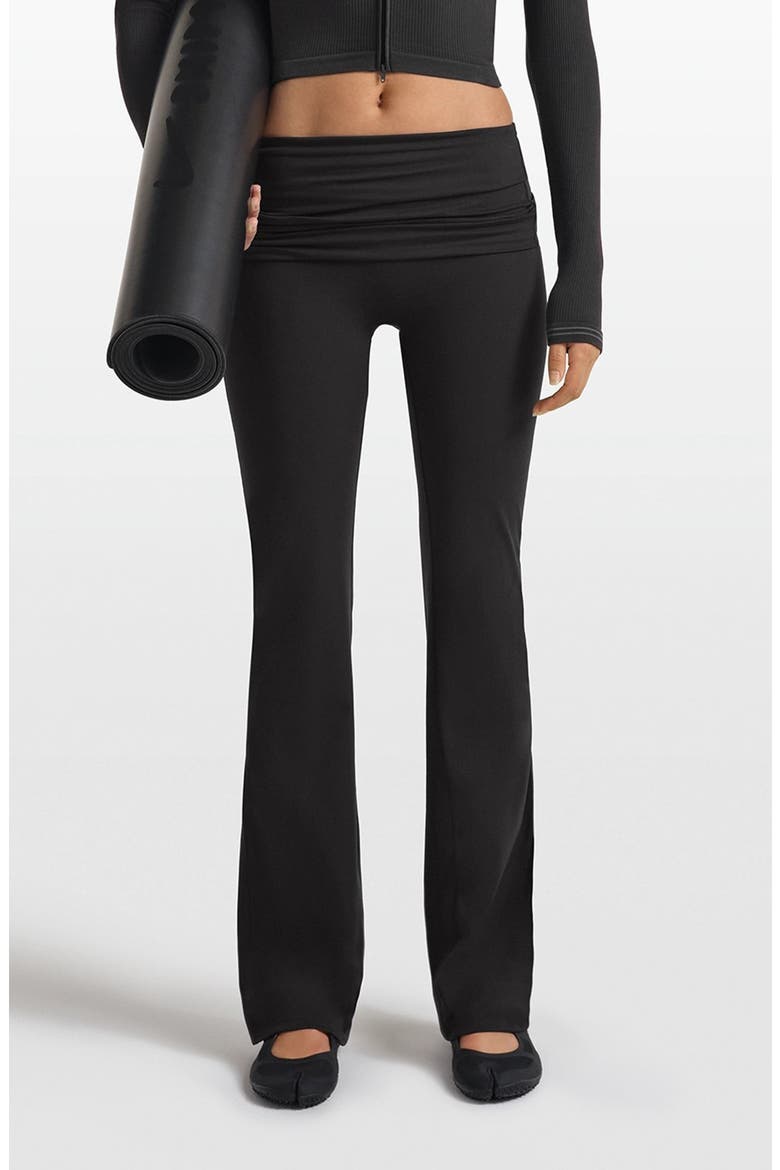 Matte Flared Foldover Waist Pants, Main, color, OBSIDIAN