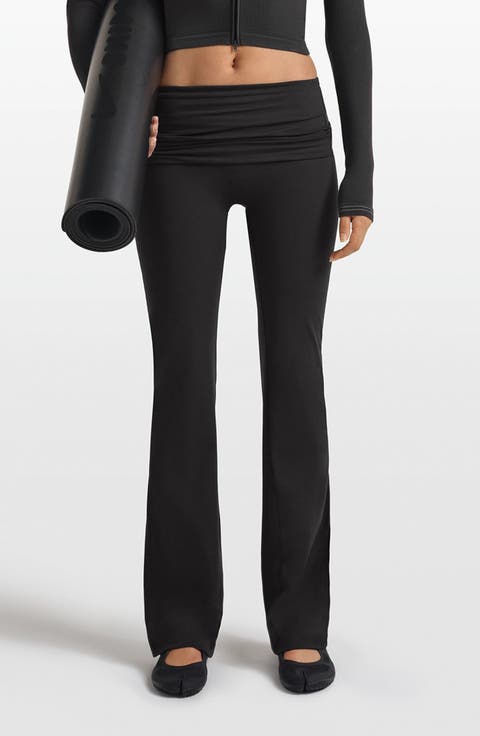 Matte Flared Foldover Waist Pants