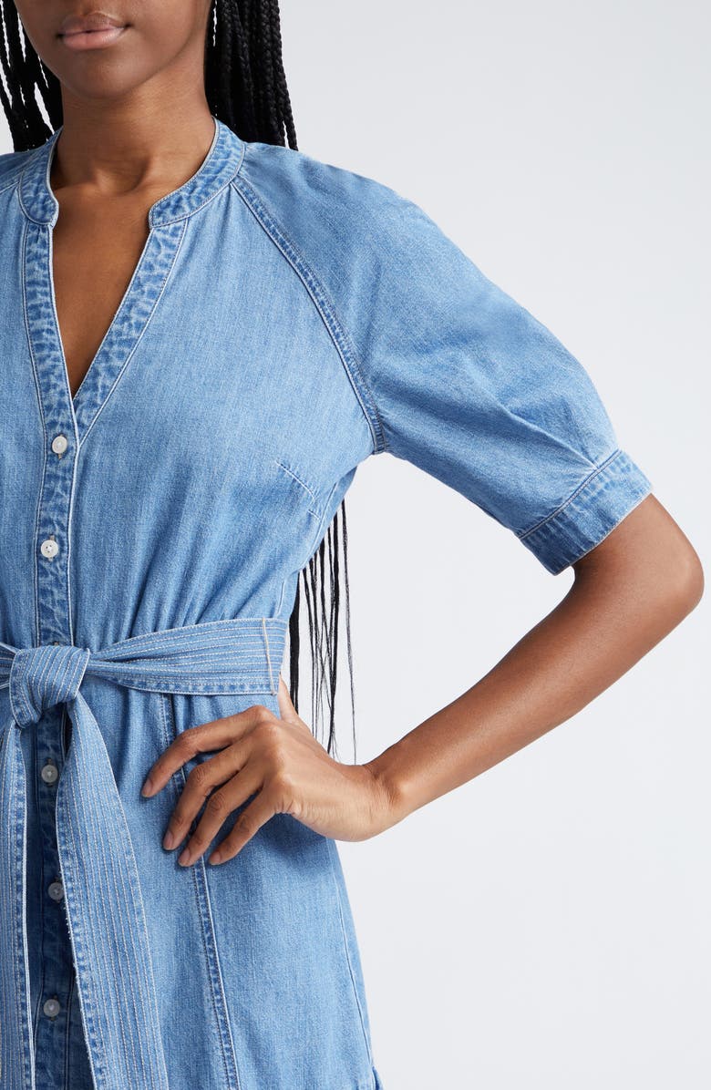 Veronica Beard Kanika Belted Denim Minidress, Alternate, color, Iceberg