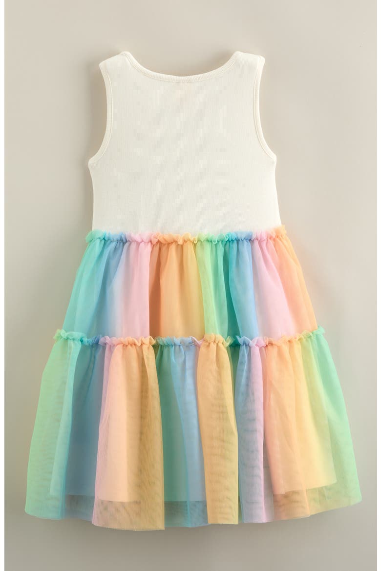 Kids' Tiered Rainbow Tutu Dress, Alternate, color, IVORY- PINK MULTI