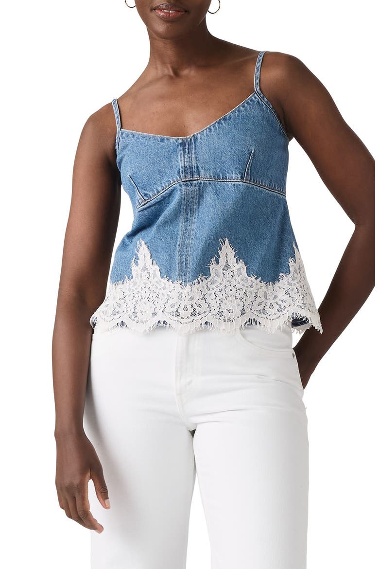 90s Lace Denim Camisole, Main, color, SLIPPED MY MIND