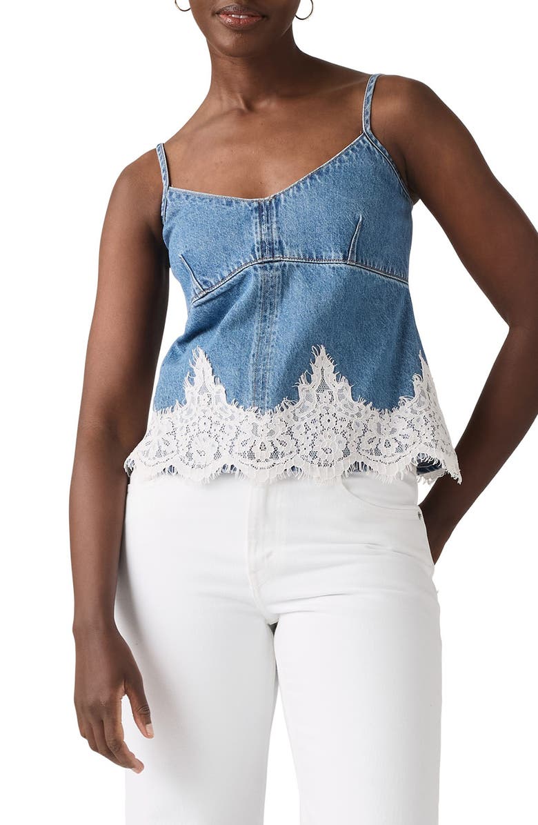 Levi's 90s Lace Denim Camisole, Main, color, Slipped My Mind