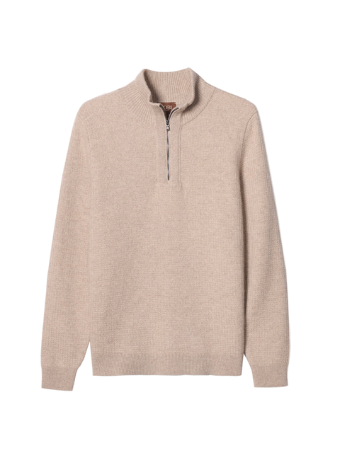 Men's Cashmere Waffle Knit Half-Zip Sweater