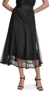 DKNY Layered Mesh Midi Skirt