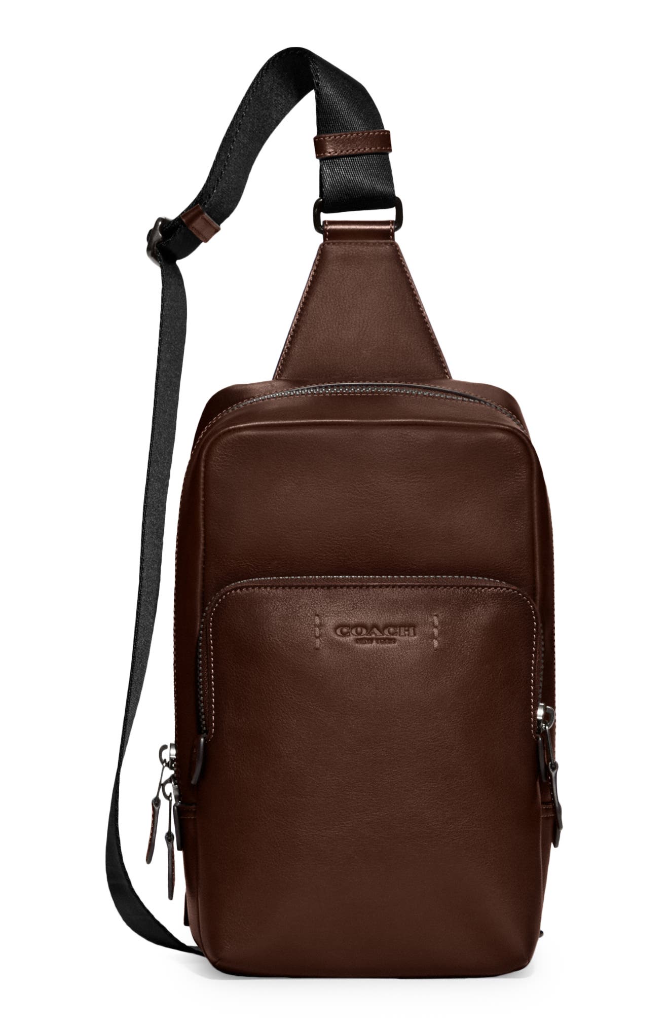 COACH Signature Gotham Leather Sling Pack, Main, color, 