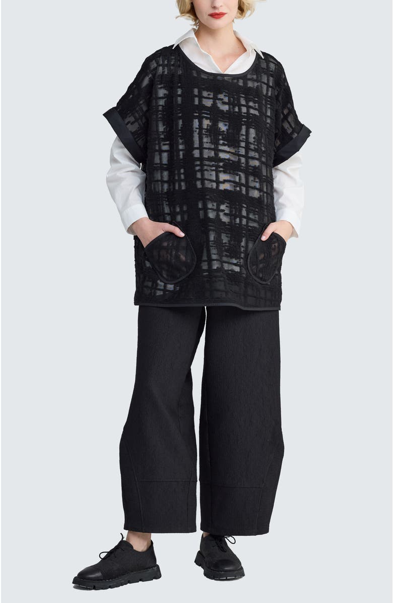 LUUKAA Solara Structured Mesh Tunic, Alternate, color, Black