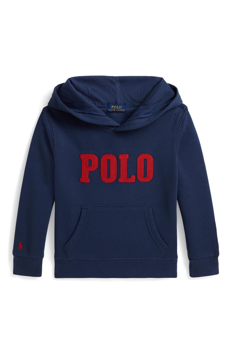 Kids' Graphic Fleece Hoodie, Main, color, RUSTIC NAVY