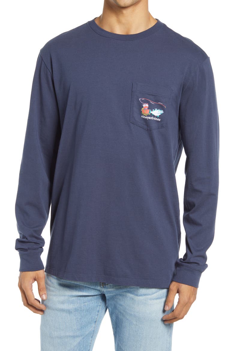 Men's Flying Through the Night Long Sleeve Pocket Graphic Tee, Main, color, BLUE BLAZER
