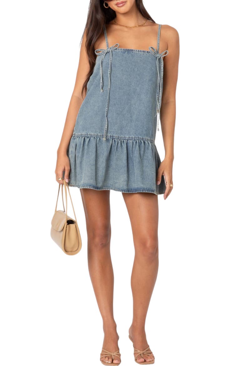 Dylan Denim Shift Minidress, Main, color, BLUE-WASHED