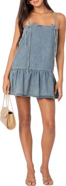 EDIKTED Dylan Denim Shift Minidress