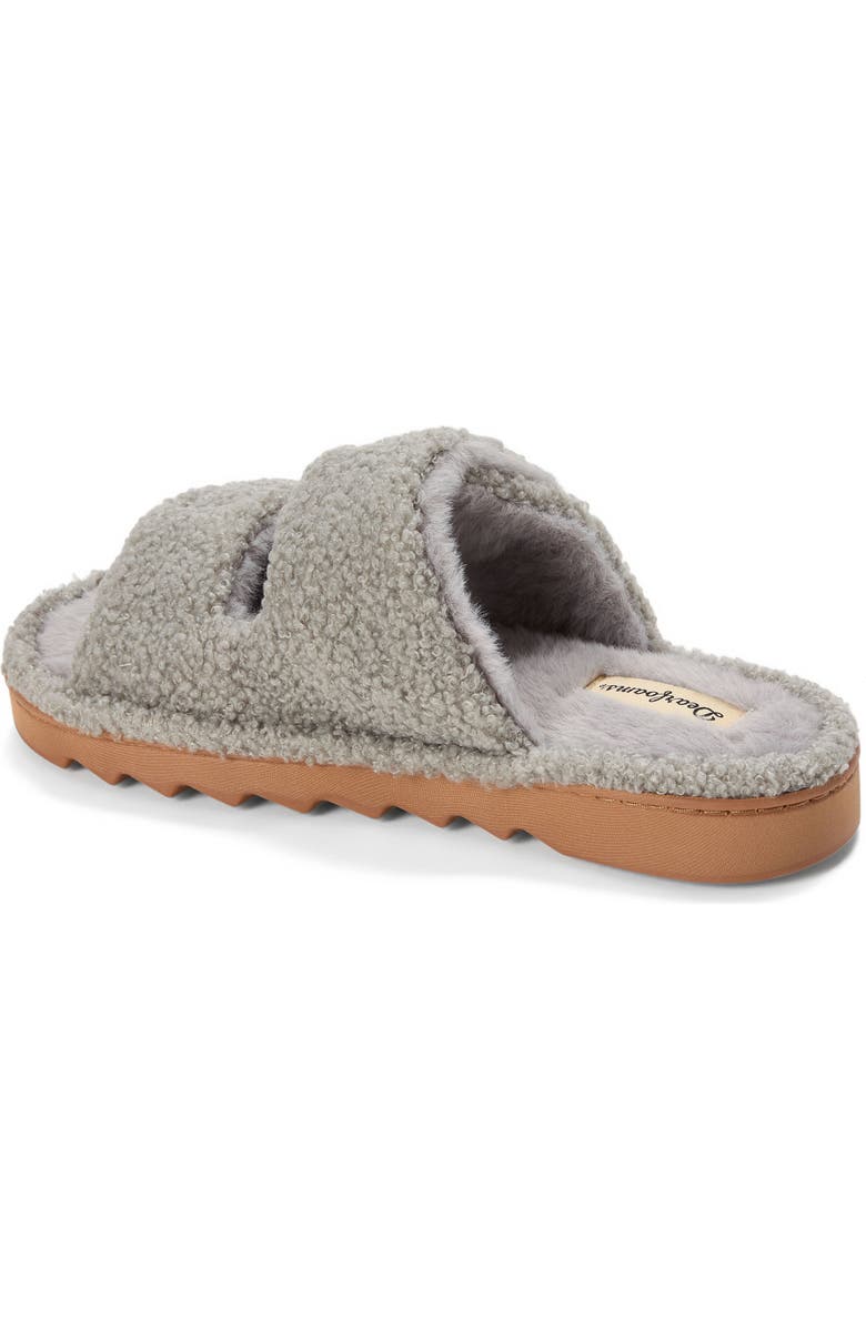 DEARFOAMS Regina Teddy Double Band Slide Slipper, Alternate, color, Sleet
