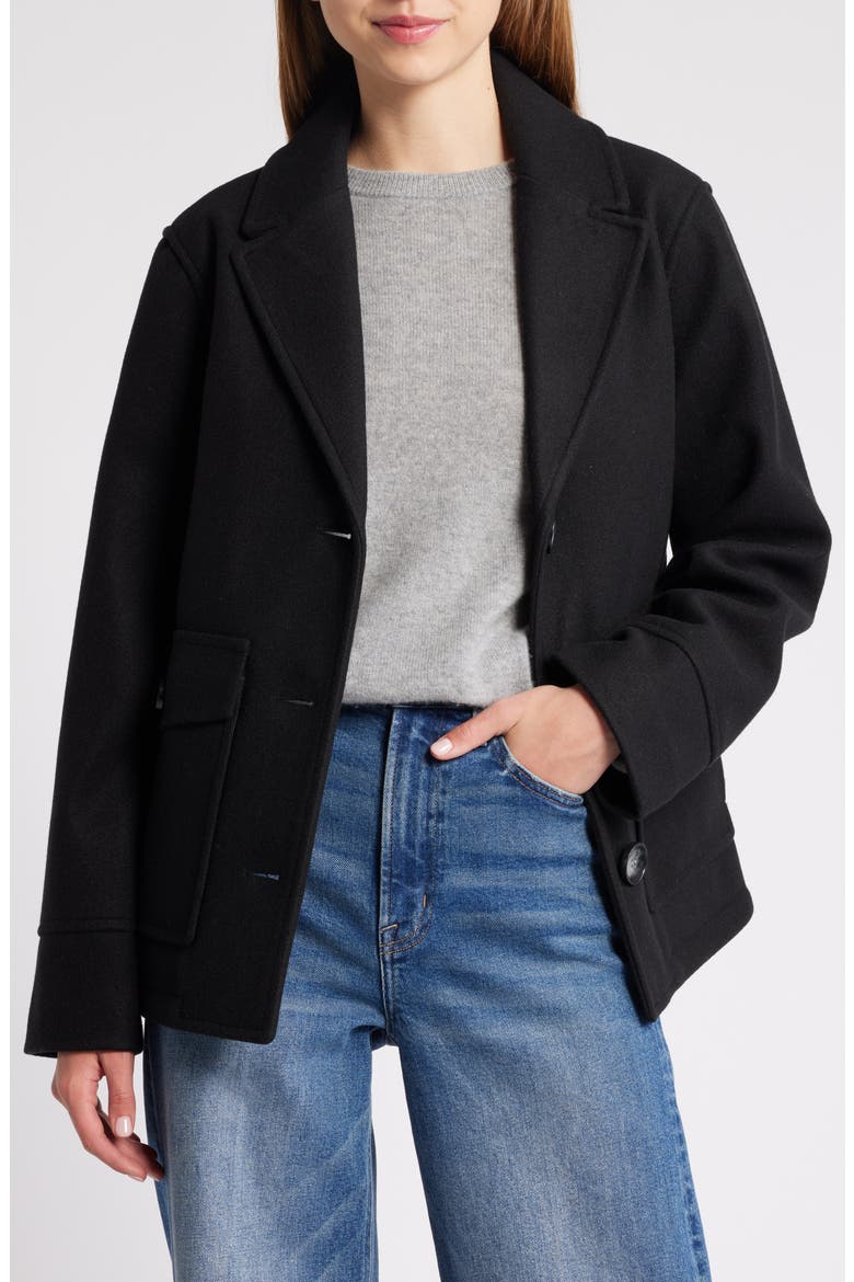 Patch Pocket Short Coat, Alternate, color, BLACK