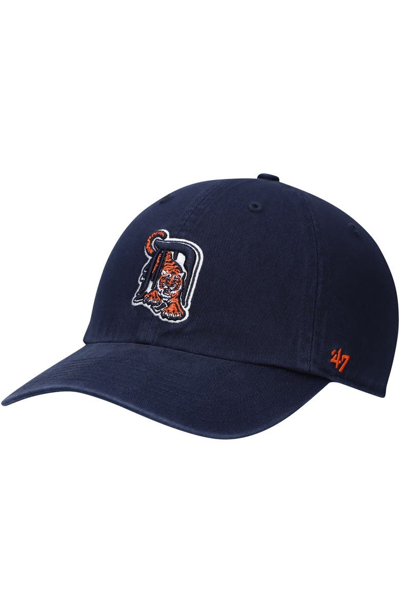 '47 Men's '47 Navy Detroit Tigers Logo Cooperstown Collection Clean Up Adjustable Hat, Main, color,