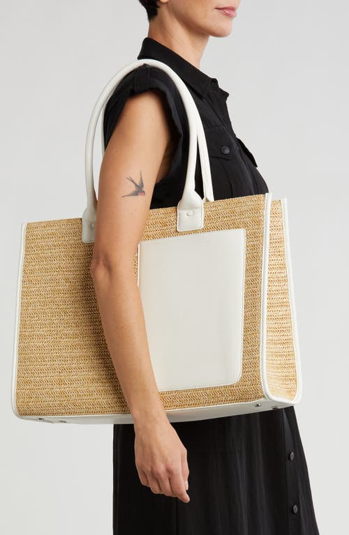 Bcbg Straw Tote Bag In Natural/white