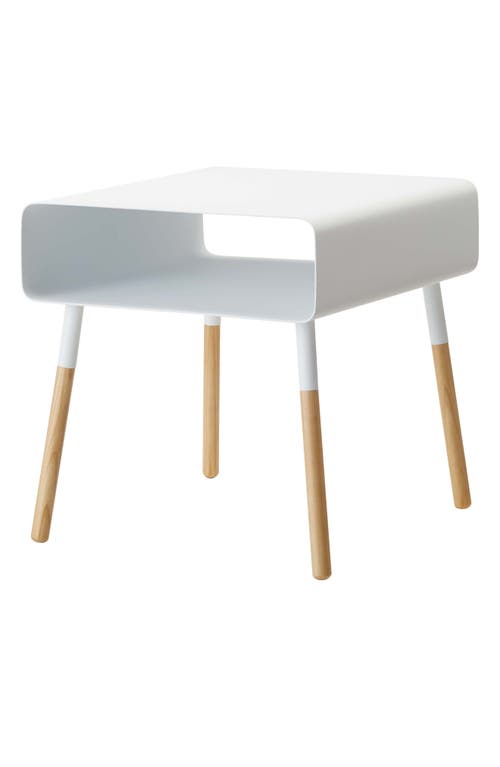 Yamazaki Short Side Table with Storage Shelf in White 