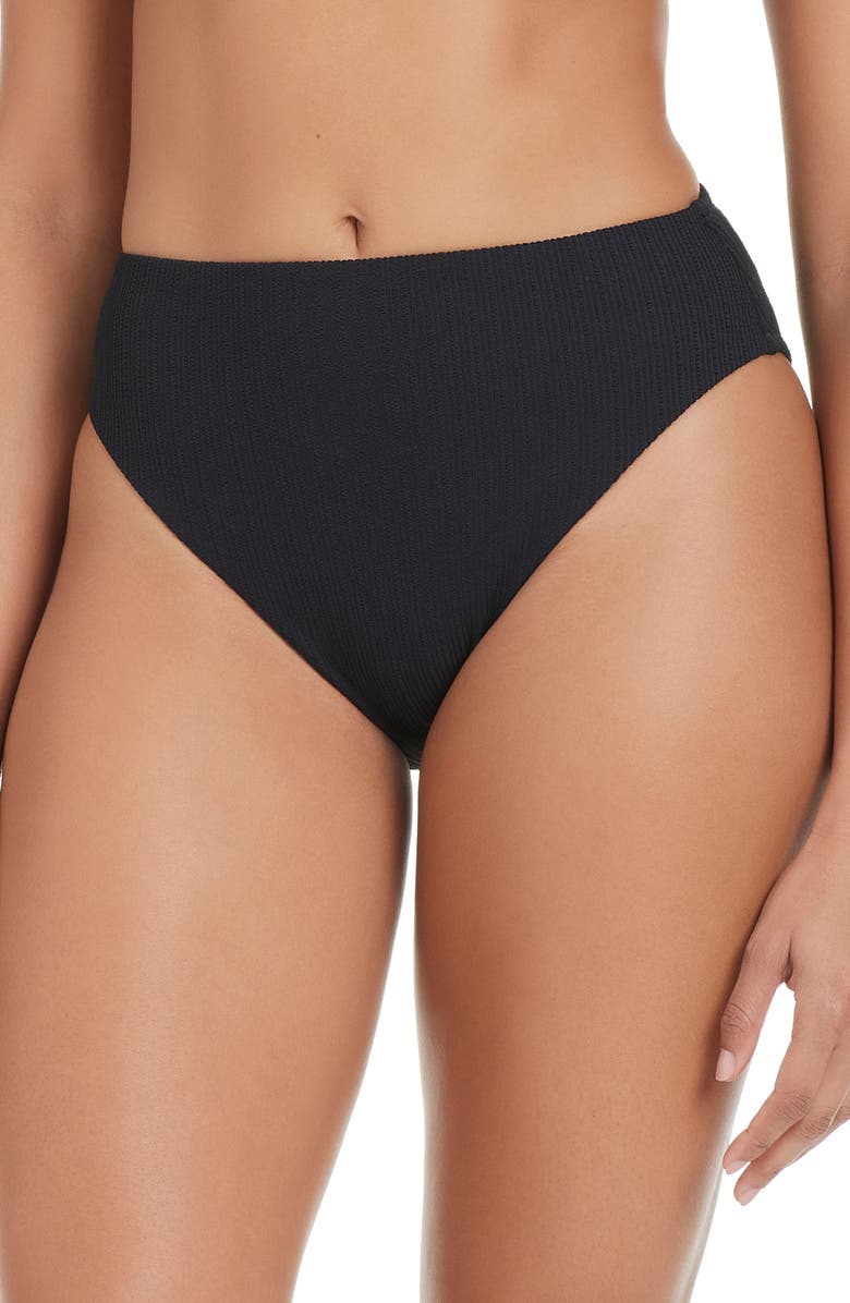 Sanctuary High Waist Bikini Bottoms, Main, color, Black