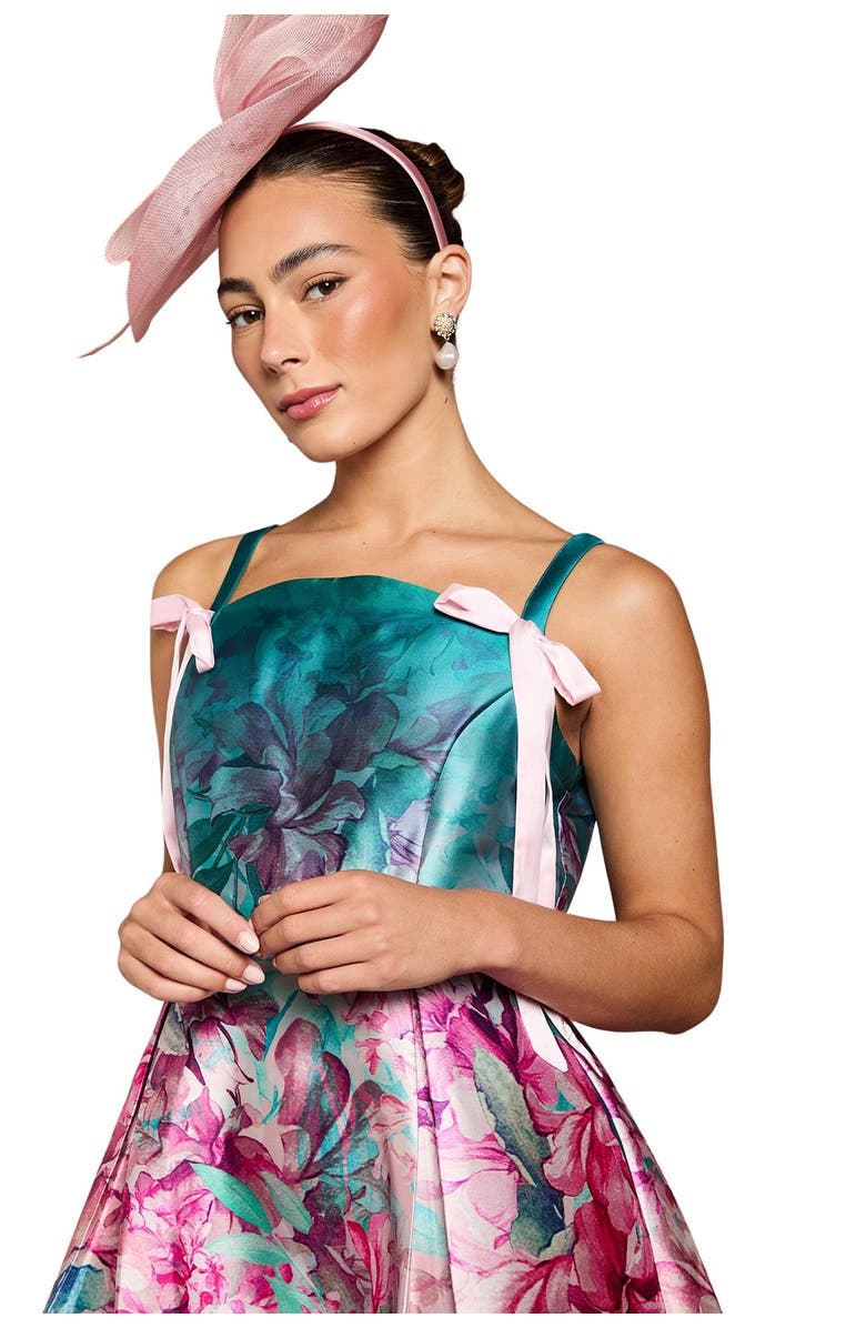 Coast Strappy Bow Detail Twill Midi Dress, Alternate, color, Teal