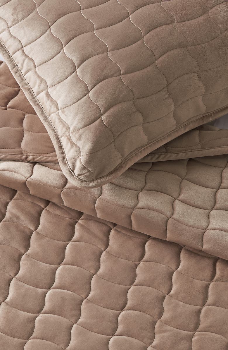 Woven & Weft Velvet Box Stitch Quilt Set, Alternate, color, Cappuccino