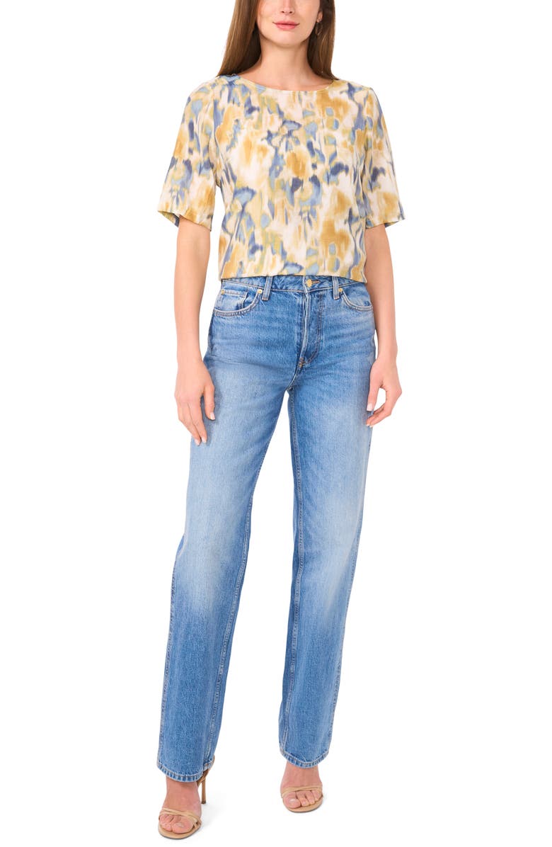 Vince Camuto Lawn Abstract Print Boxy Top, Alternate, color,