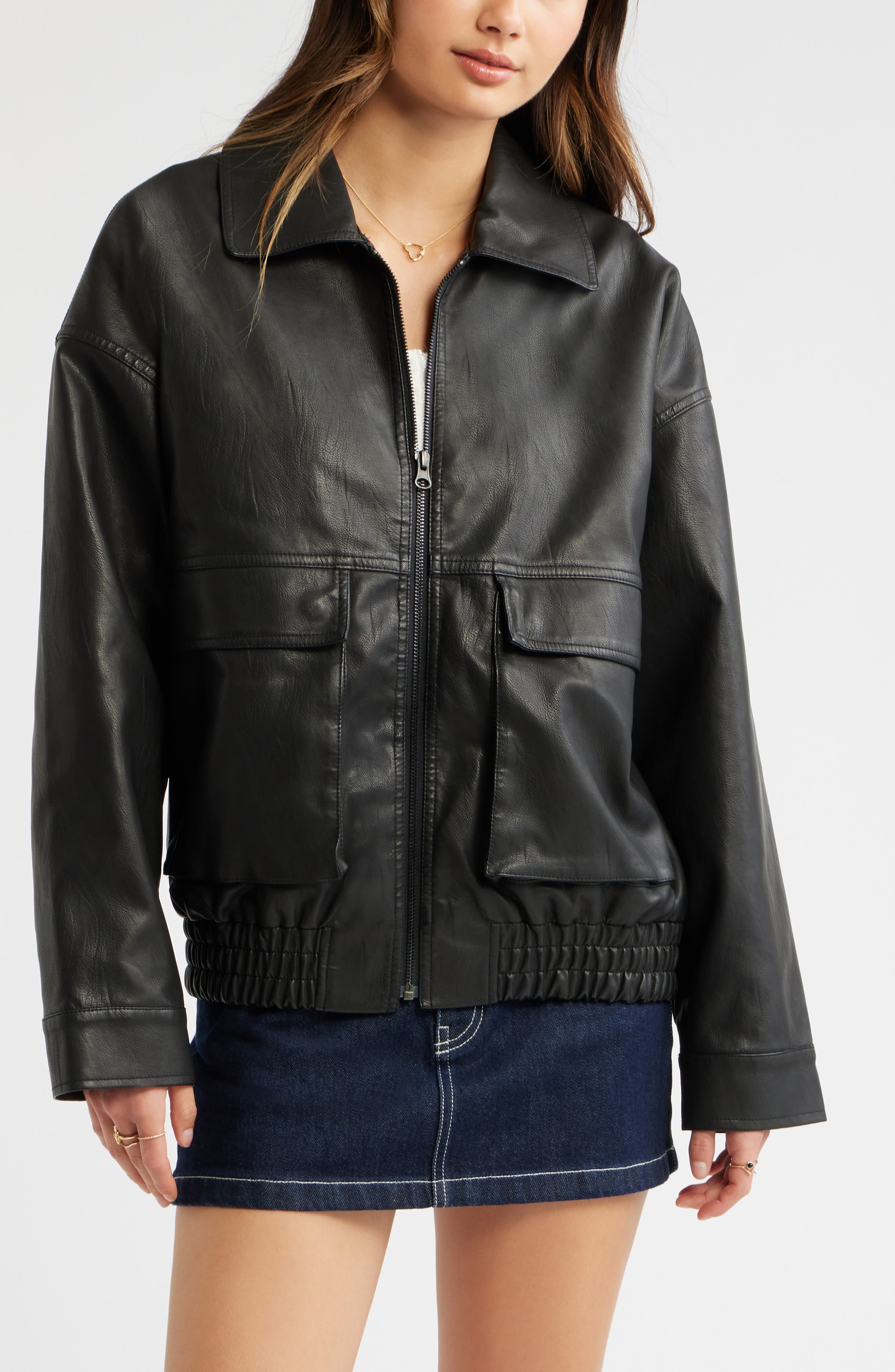 Женские куртки BP. Relaxed Faux Leather Jacket — фото 5