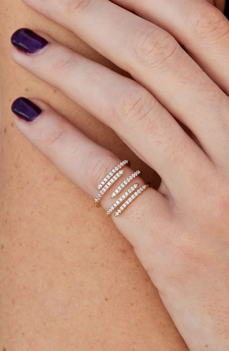 SAVVY CIE JEWELS Wide Stacked Cubic Zirconia Ring, Alternate, color, Yellow