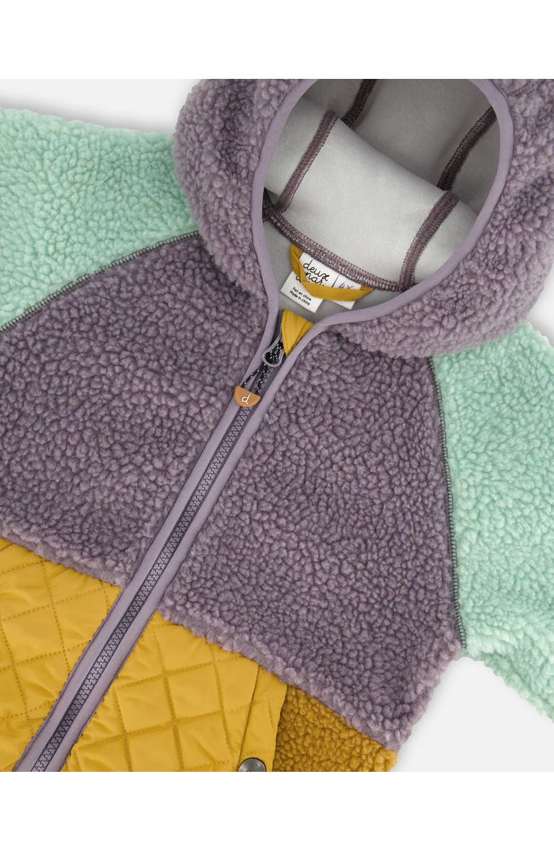 Deux par Deux Little Girl's Mid-Season Colorblock Jacket Lilac, Pale Turquoise, And Yellow, Alternate, color, 