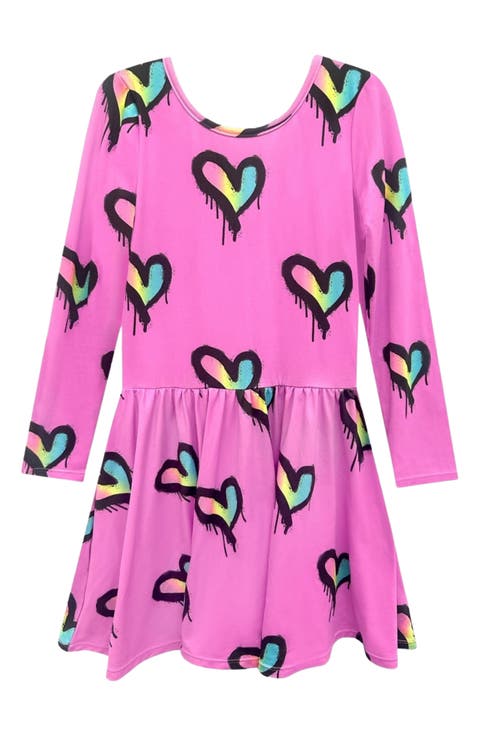 Kids' Long Sleeve Be Happy Dress