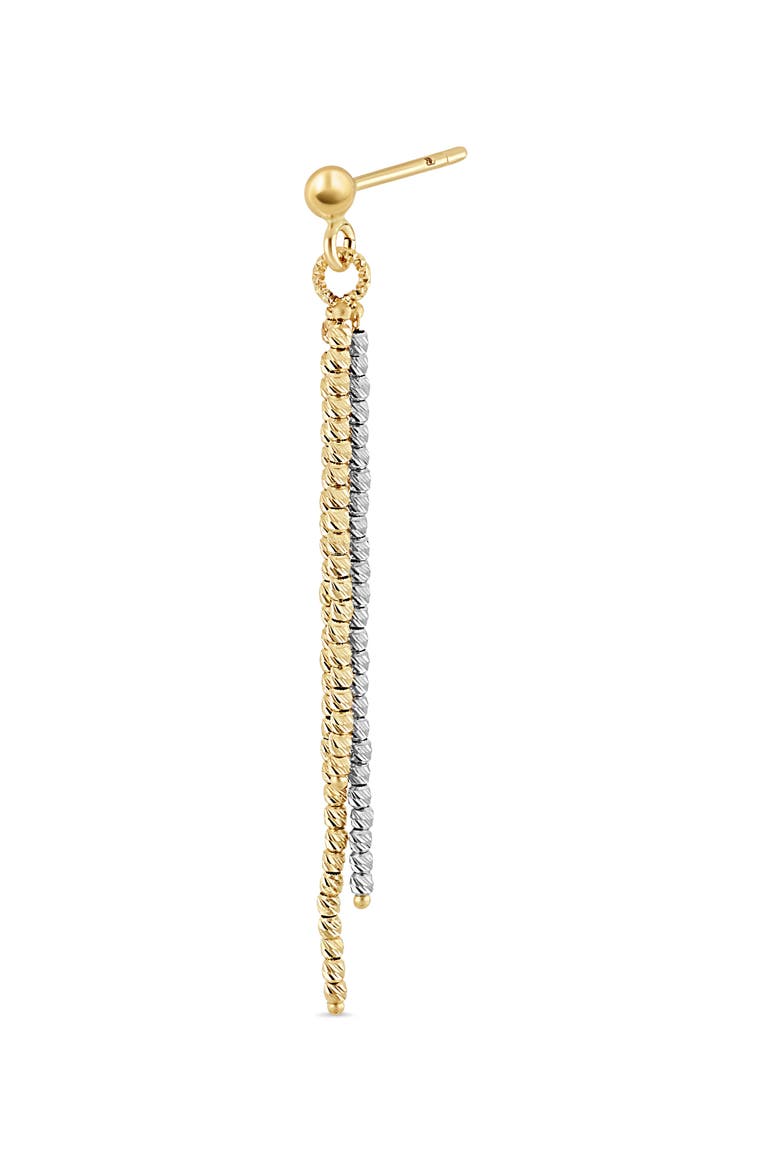 14K Gold 2-Tone Beaded Linear Drop Earrings (Online Trunk Show), Alternate, color, 14K WHITE GOLD/YELLOW GOLD