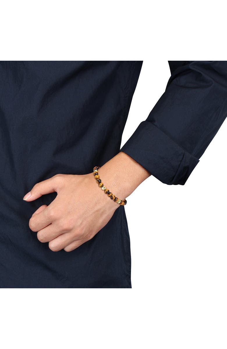 DELMAR Men's Set of 4 Semiprecious Stone Beaded Bracelets, Alternate, color, Multi/ Gold