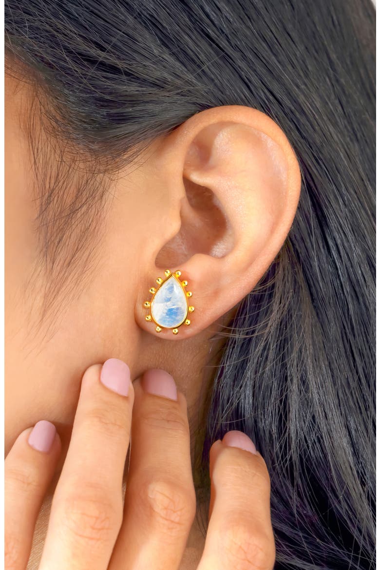 Pear Stud Earrings, Alternate, color, BLUE