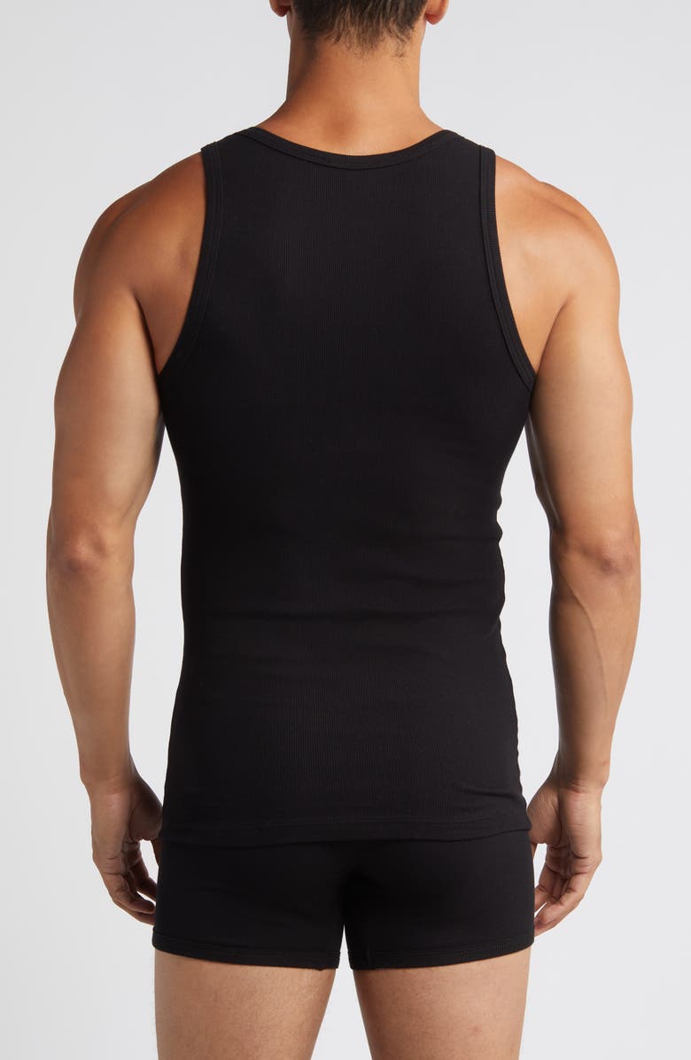 Versace Embroidered Logo Rib Tank, Alternate, color, Black