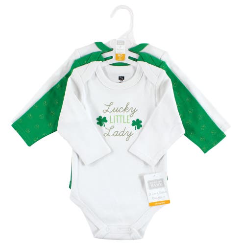 Hudson Baby Infant Breathable Cotton Long-sleeve Bodysuit Bundle 3 Count In White