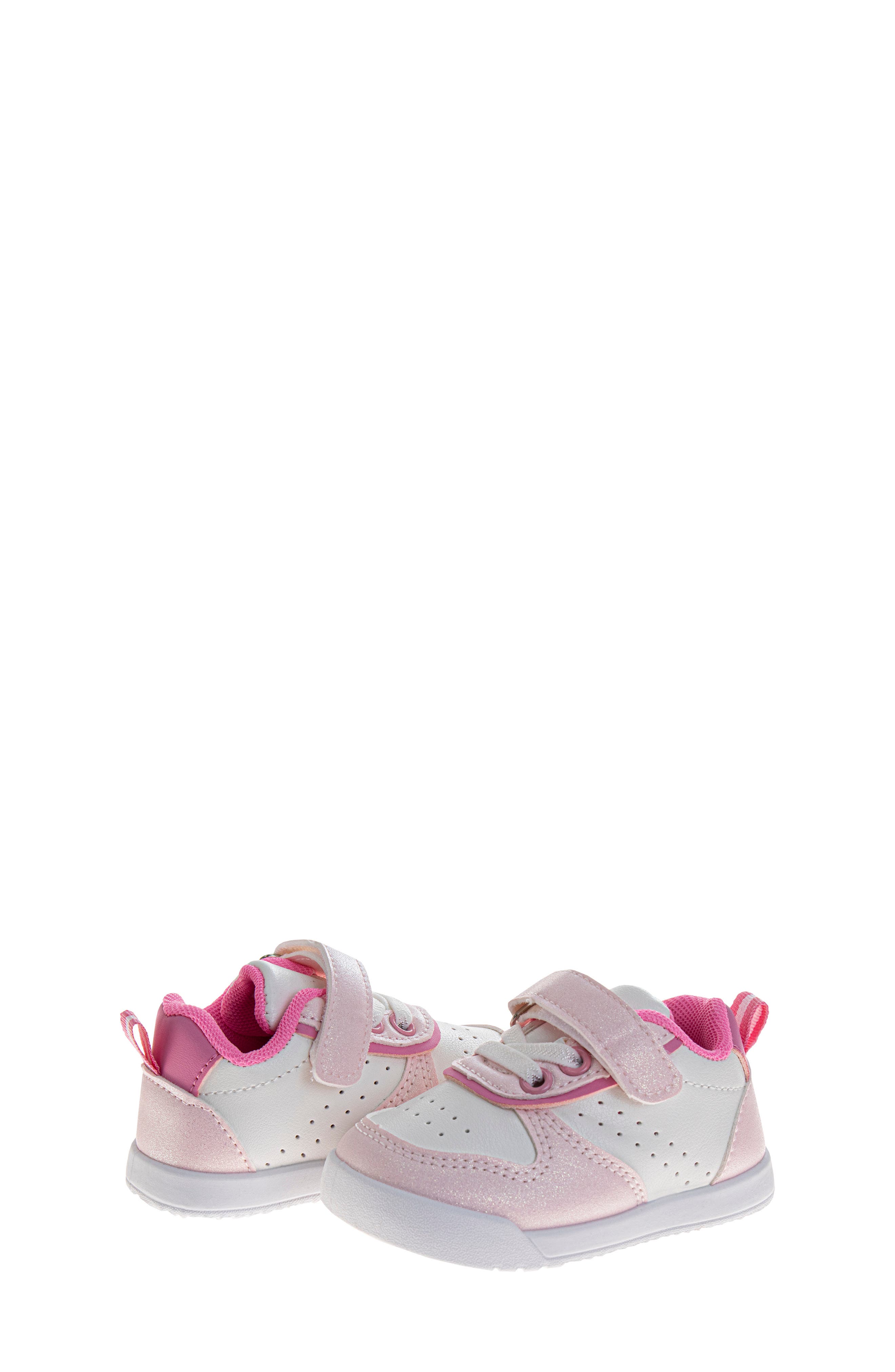 JOSMO Kids' Metallic Low Top Sneaker, Alternate, color, White/Pink