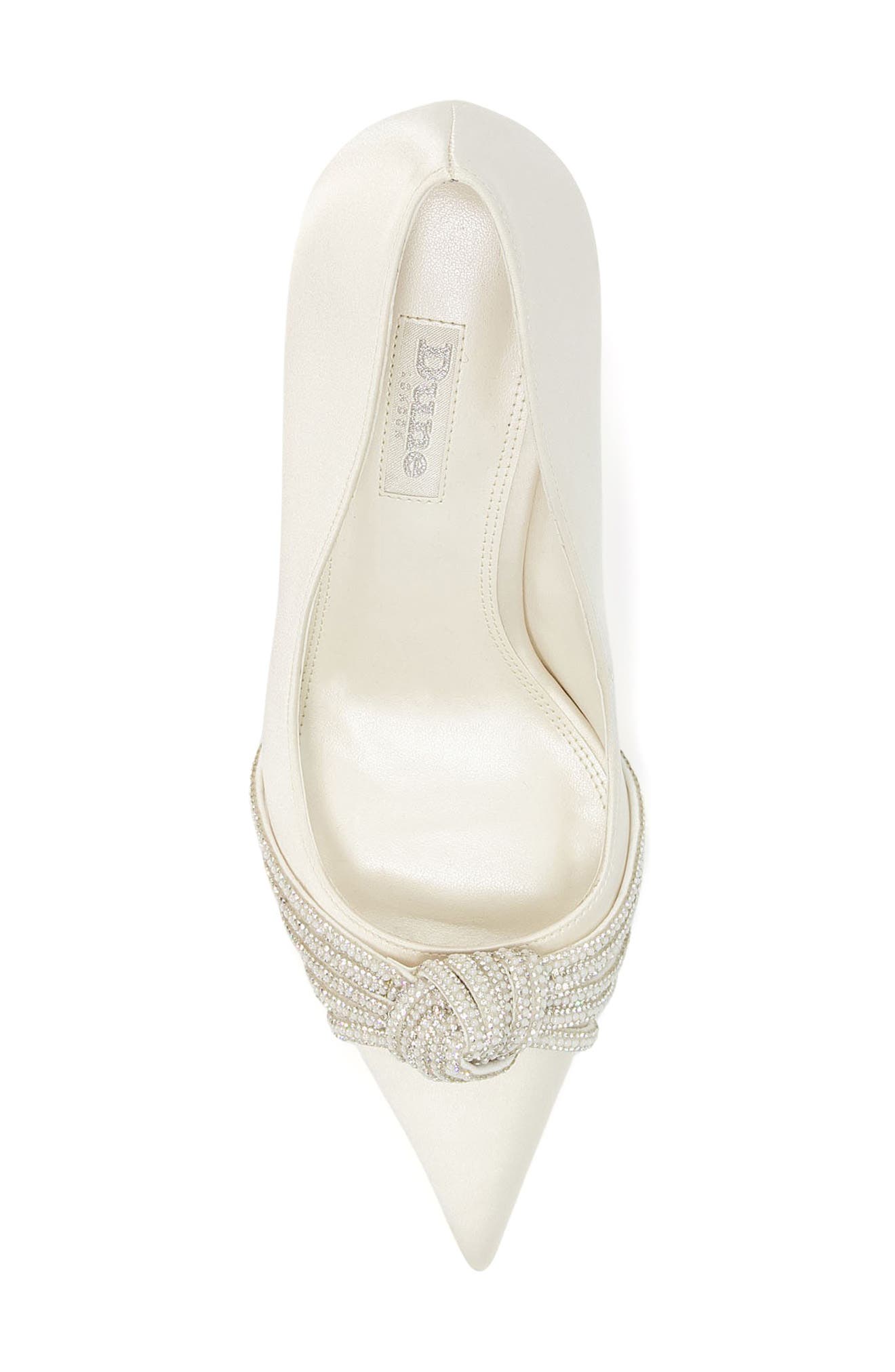 Dune London Beautys Imitation Pearl Pointed Toe Pump, Alternate, color, Ivory