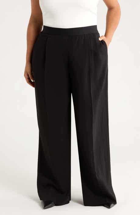 Pintuck Pull-On Straight Leg Pants