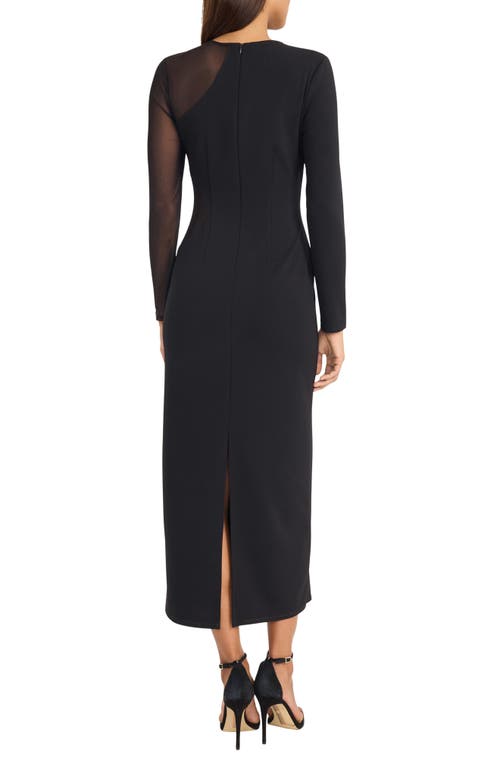 Donna Morgan For Maggy Mesh Panel Long Sleeve Maxi Dress In Black