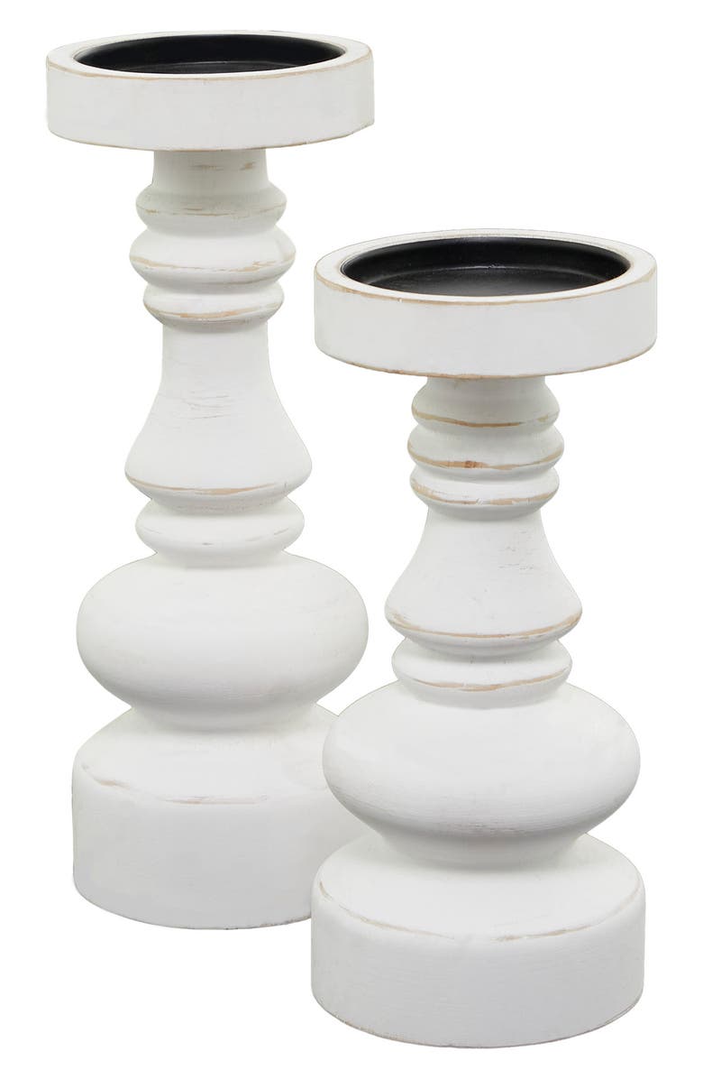 Novogratz White Wood 2-Piece Candleholder Set, Alternate, color, 