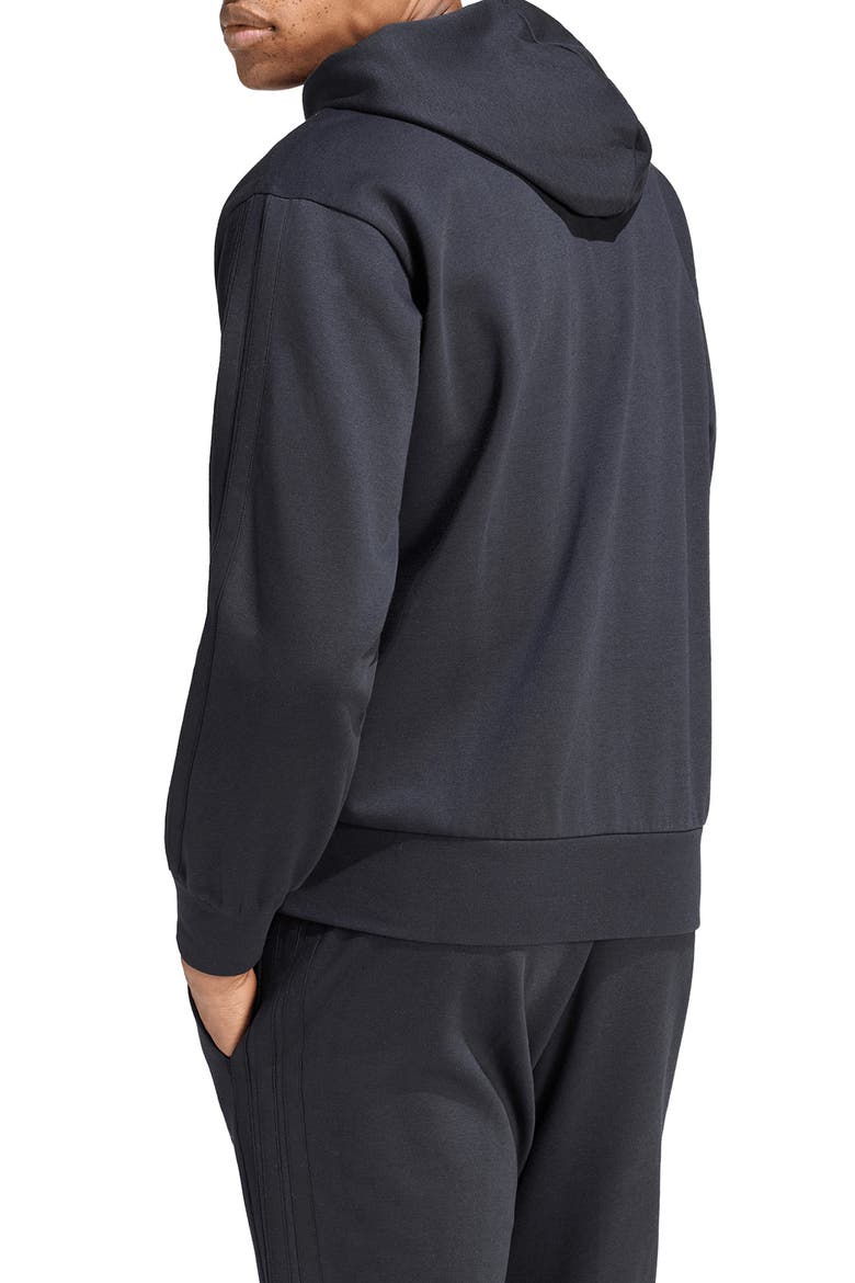 Essentials 3-Stripes Full Zip Hoodie, Alternate, color, BLACK/ BLACK