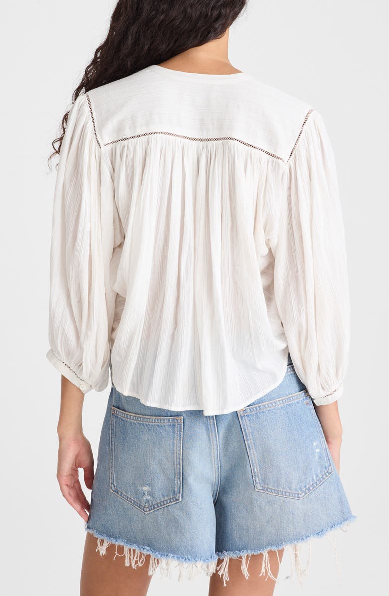 Madewell Shirred Cotton Button-Up Blouse, Alternate, color, White